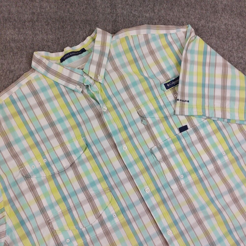 Columbia PFG Super Bonehead Button Down Shirt Men's 2XL Plaid Short Sleeve